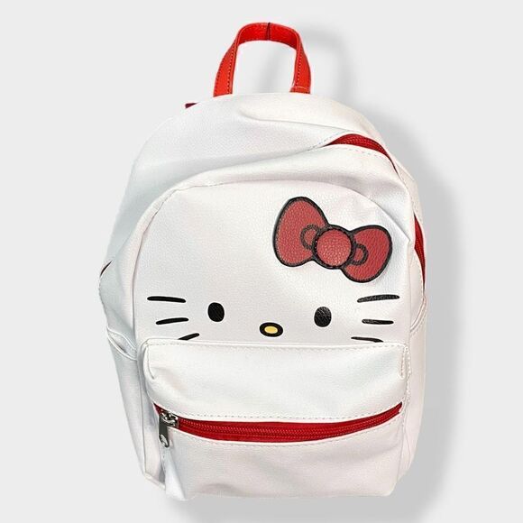 Hello Kitty Face Mini Backpack Faux Leather Sanrio Hard to Find New with Tags - Picture 1 of 8